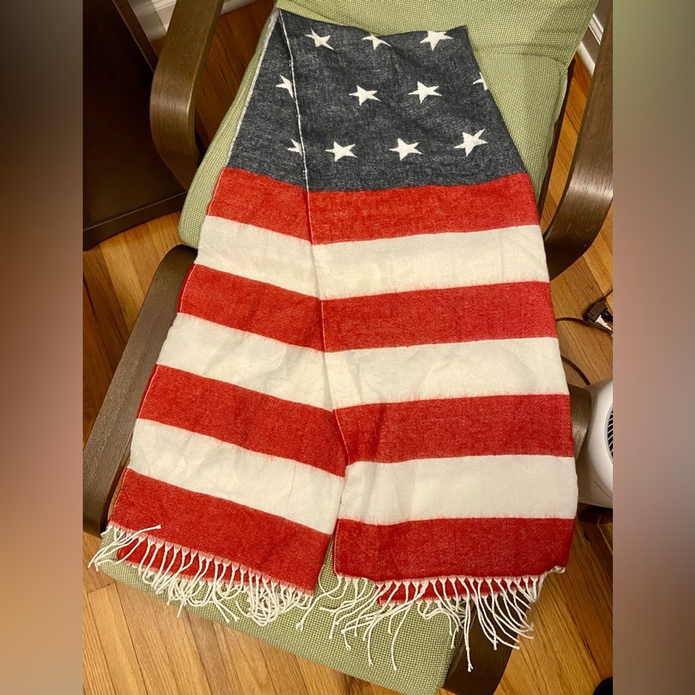 NEW Oversized American Flag Scarf with fringe